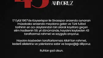 Sivasspor, Kayseri'deki trajik olayda hayatını kaybedenleri unutmadı