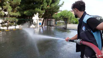 Trabzon'da okulların bahçeleri yeni eğitim yılına hazırlanıyor