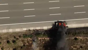 Kuzey Marmara otoyolunda seyir halindeki pikap alev aldı