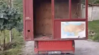 Karadeniz'in azmi: Zorlu yokuşu geri geri aşarak konteyneri köye taşıdı