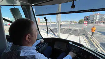 Konya'da yeni tramvay hattında test sürüşü gerçekleşti