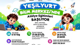 Yeşilyurt bilim merkezi atölye eğitimleri 26 Eylül'de başlıyor
