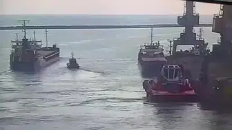 Marmara Denizi'nde batan geminin ayrılış anı güvenlik kameralarına yansıdı