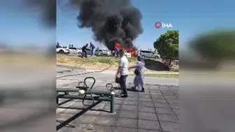 Aksaray'da hastane otoparkında meydana gelen yangın aracı kullanılmaz hale getirdi