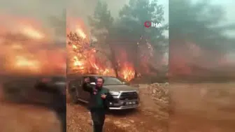 Antalya'da alevlerle mücadele eden ekiplerin korku dolu anları kamerada