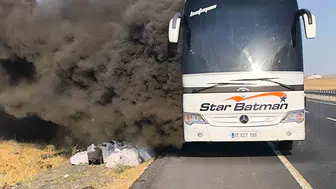Siverek'te yolcu otobüsünde çıkan yangın faciayı önledi