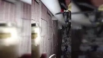 Alanya'da havalandırma kanalına düşen kedi kurtarıldı