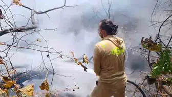 Subaşı'nda ağaçlık alanda çıkan yangına müdahale sürüyor