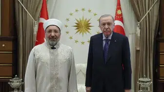 Cumhurbaşkanı Erdoğan, Diyanet İşleri Başkanı Arpaguş ile bir araya geldi