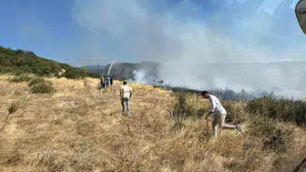 Simav'da dağlık alanda yangın paniği yaşandı