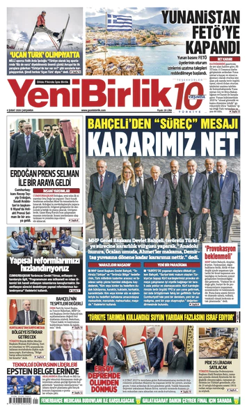 Yeni Birlik Gazetesi | 4 Şubat 2026