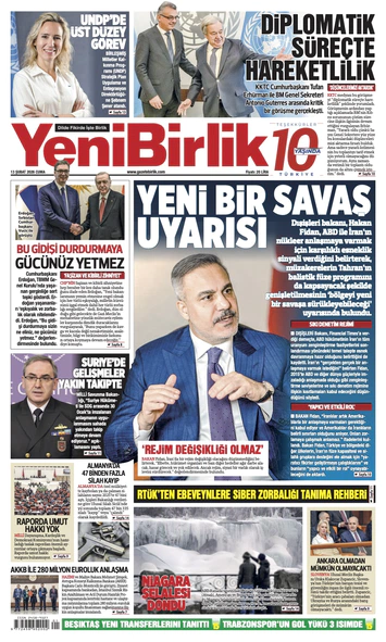 Yeni Birlik Gazetesi | 13 Şubat 2026