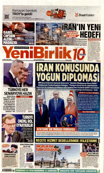 Yeni Birlik Gazetesi | 13 Mart 2026