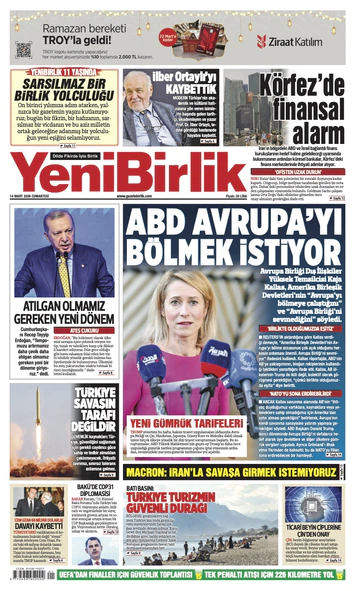 Yeni Birlik Gazetesi | 14 Mart 2026