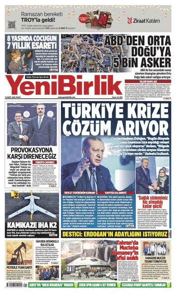 Yeni Birlik Gazetesi | 15 Mart 2026