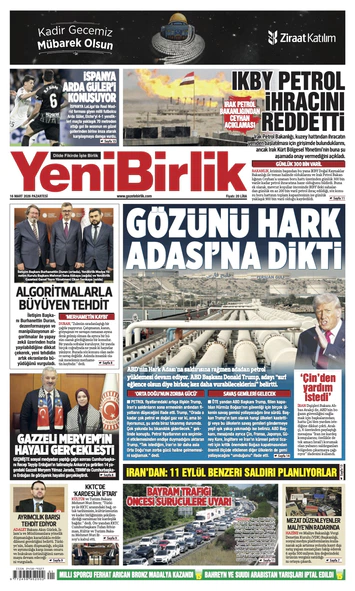 Yeni Birlik Gazetesi | 16 Mart 2026