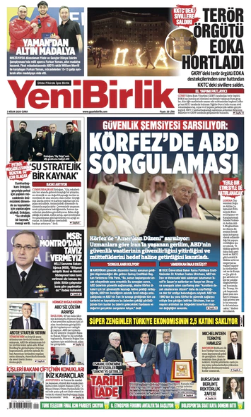 Yeni Birlik Gazetesi | 3 Nisan 2026