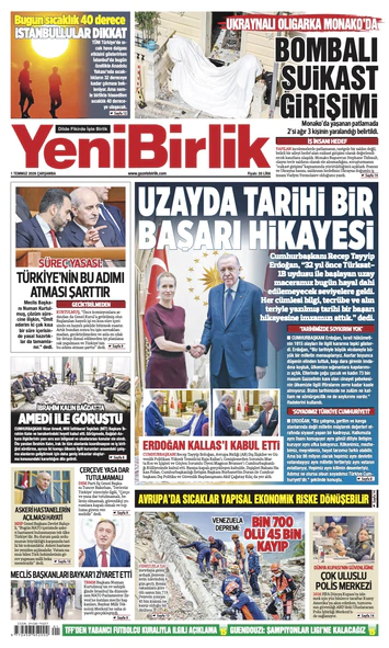 Yeni Birlik Gazetesi | 1 Temmuz 2026