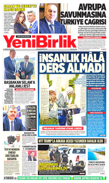 Yeni Birlik Gazetesi | 12 Temmuz 2026