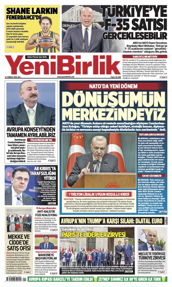Yeni Birlik Gazetesi | 14 Temmuz 2026