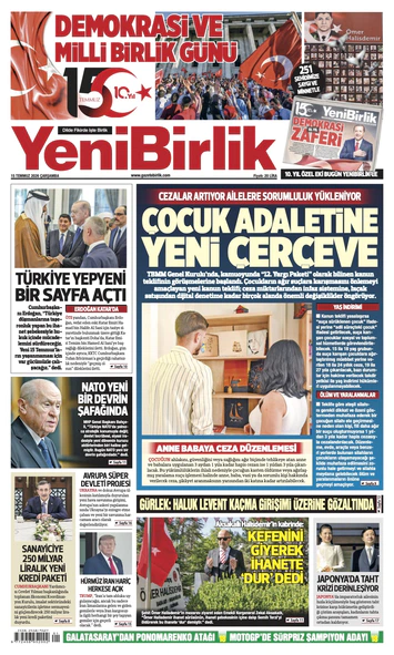Yeni Birlik Gazetesi | 15 Temmuz 2026