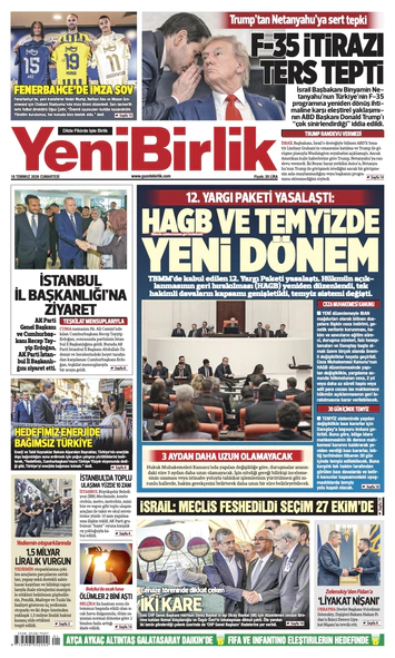 Yeni Birlik Gazetesi | 18 Temmuz 2026
