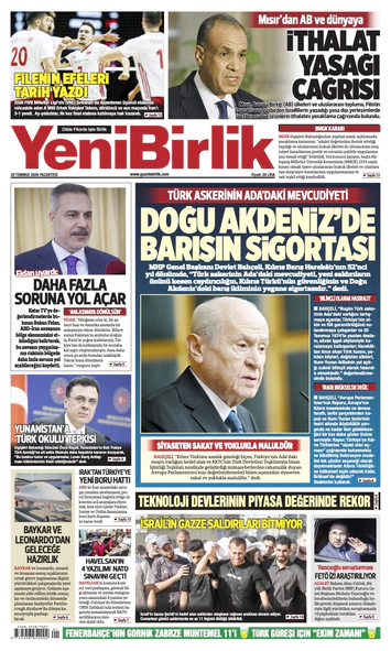 Yeni Birlik Gazetesi | 20 Temmuz 2026