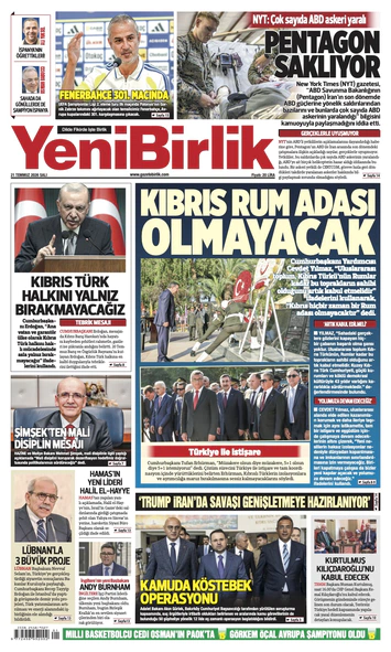 Yeni Birlik Gazetesi | 21 Temmuz 2026