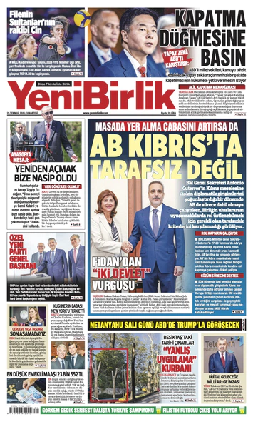 Yeni Birlik Gazetesi | 25 Temmuz 2026