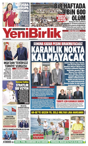 Yeni Birlik Gazetesi | 7 Ağustos 2026