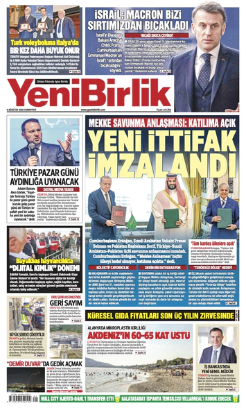 Yeni Birlik Gazetesi | 8 Ağustos 2026