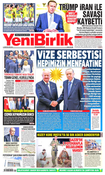 Yeni Birlik Gazetesi | 11 Ağustos 2026