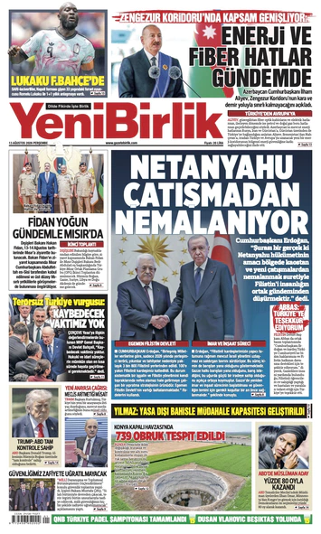 Yeni Birlik Gazetesi | 13 Ağustos 2026