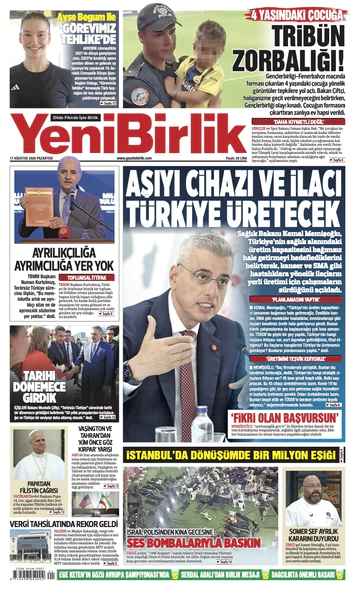 Yeni Birlik Gazetesi | 17 Ağustos 2026