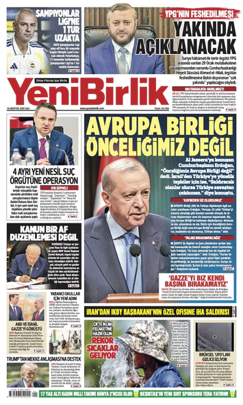 Yeni Birlik Gazetesi | 18 Ağustos 2026