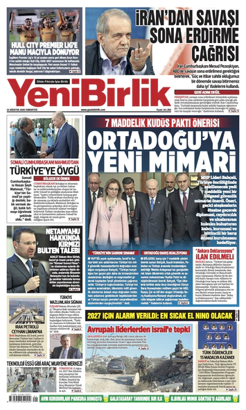 Yeni Birlik Gazetesi | 22 Ağustos 2026