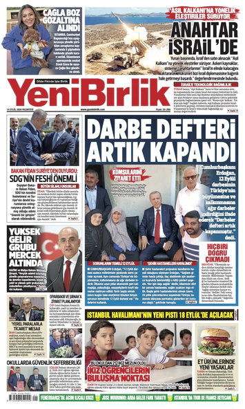 Yeni Birlik Gazetesi | 14 Eylül 2026