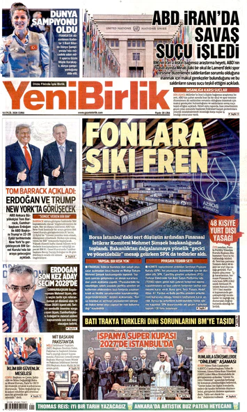 Yeni Birlik Gazetesi | 18 Eylül 2026