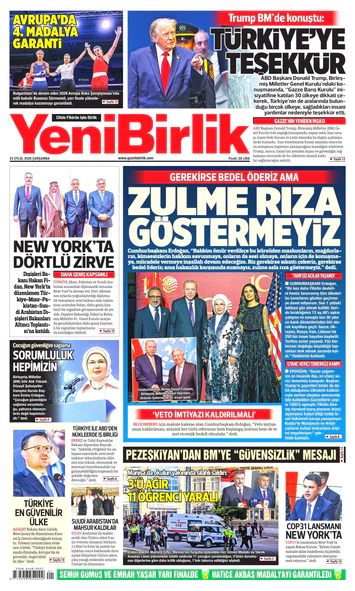 Yeni Birlik Gazetesi | 23 Eylül 2026