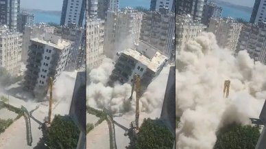 Ağır hasarlı bina, yıkım sırasında çöktü! Zarar 1 milyon lira