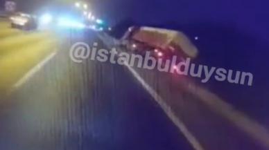 Kontrolden çıkan TIR yan yattı! İşte o anlar…