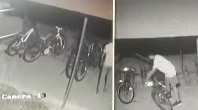 Sitedeki bisiklet hırsızlığı kamerada