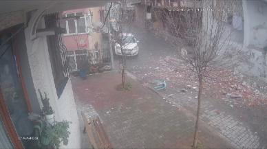 Faciaya ramak kala: Binanın balkonu büyük gürültüyle çöktü