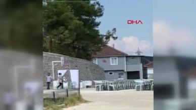 Bursa'da çıkan hortum düğün sandalyelerini uçurdu