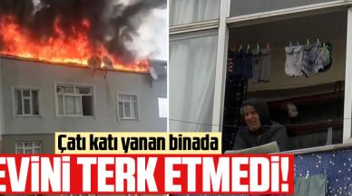 Çatısı alev alev yanan binanın 5. katından çıkmadı!