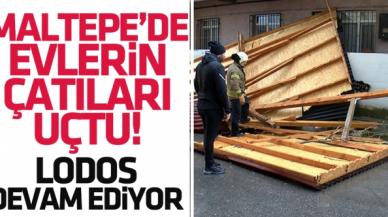 Maltepe'de lodosun etkisiyle 2 evin çatısı uçtu