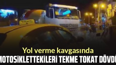 Beşiktaş'ta yol verme kavgasında motosiklettekileri tekme tokat dövdü