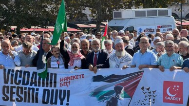İsrail'in Filistin'e yönelik saldırıları İstanbul'da protesto edildi