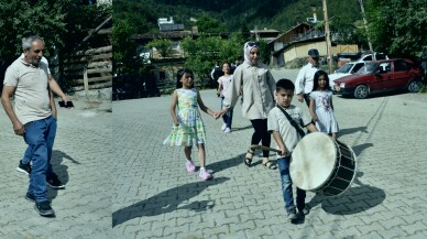 Küçük davulcu, köyündeki düğünlere neşe katıyor
