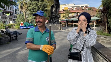 Rize Belediyesinden temizlik görevlisine doğum günü sürprizi
